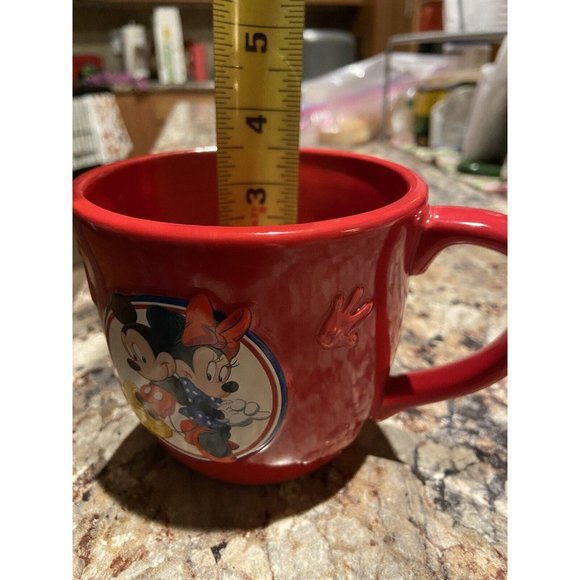 Mickey and Minnie Red Coffee Mug Raised Pattern Hallmark Collection Disney - Picture 4 of 13